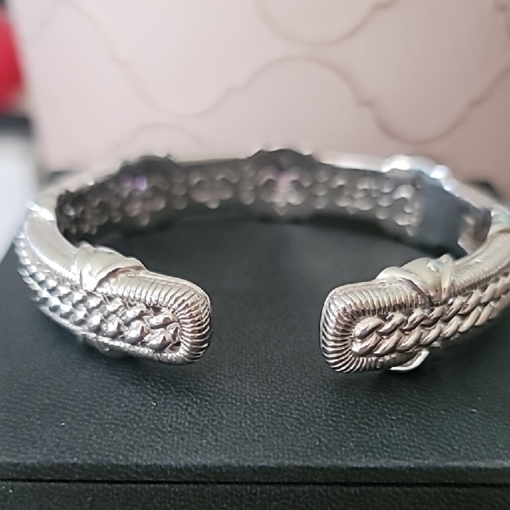 Judith Ripka Silver Bracelet with Amethyst Highlights - Picture 4 of 5